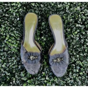 Simply Vera Vera Wang Sorbet Raisin Velvet Jewel Ruffle Kitten Heel Mules Size 7